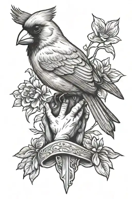 Cardinal And Praying Hands