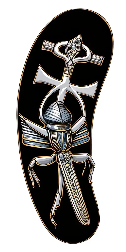 Egyptian Beetle And Ankh