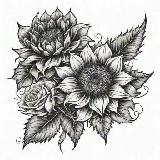Sunflower And Rose
