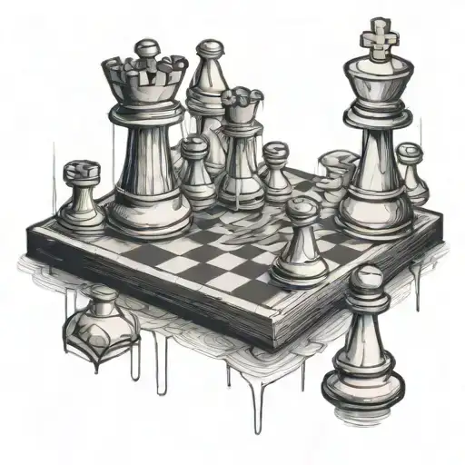 Chess Board With Lines Connecting