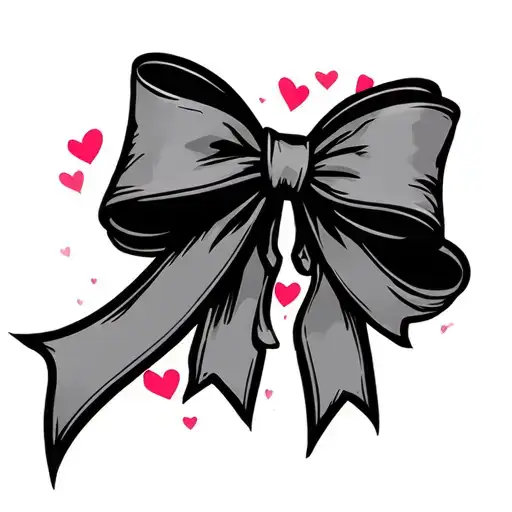 Ribbon Wrapped Around Arm Tying Into A Bow With Hearts