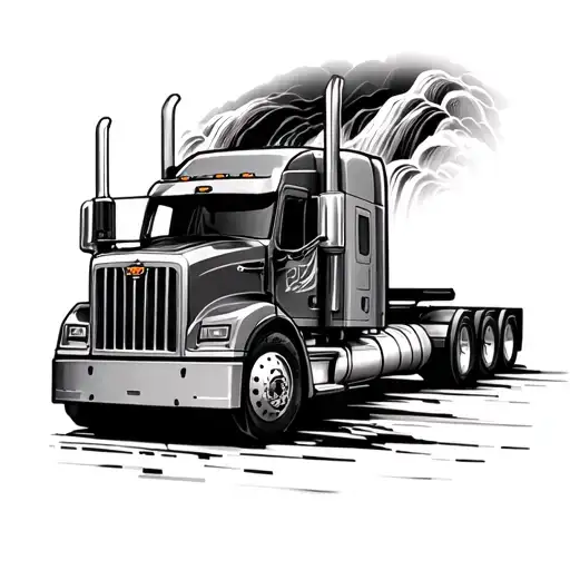 Semi Truck With Waterfall Flowing