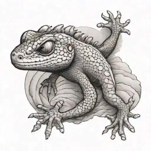 Gecko With Mountains Incorporated Into The Body