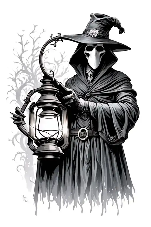 Plague Doctor Holding A Lantern