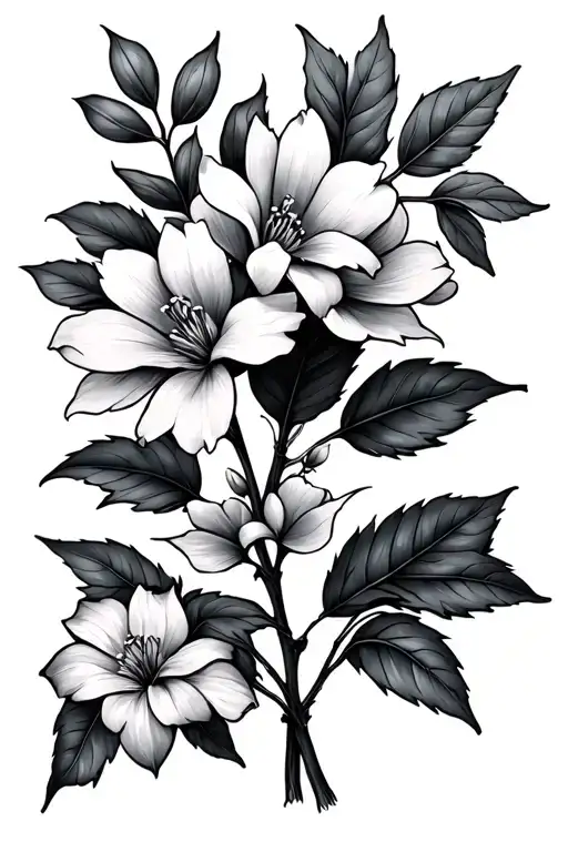 Different Flowers And Leaves Of A Willow