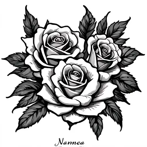 Memorial Grandma Tattoo With Roses With Names
