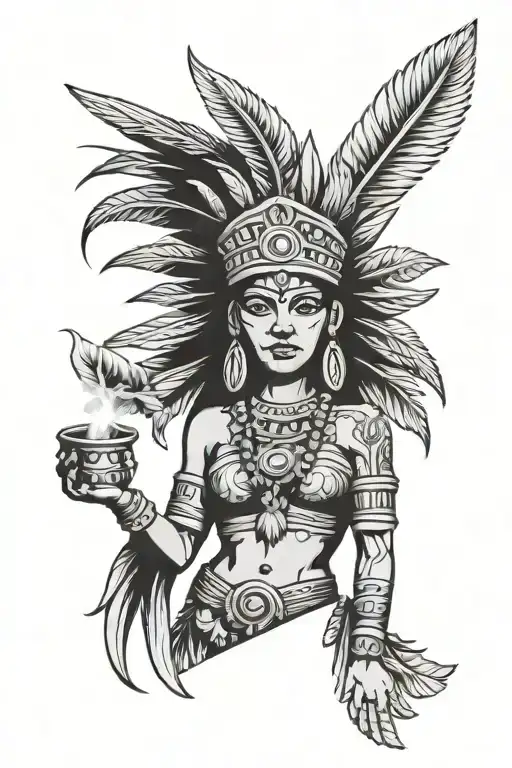 Aztec Godess With Pot Leaf Headdress