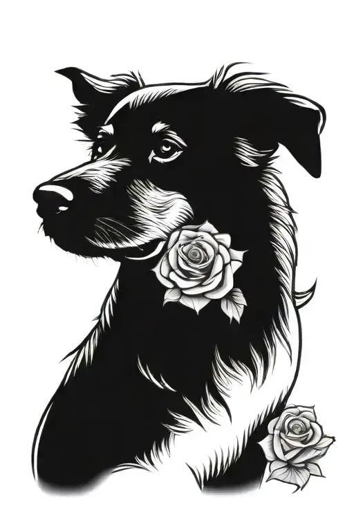 Rosa Sharon Flower With Dog