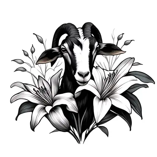 Goat And Lilies