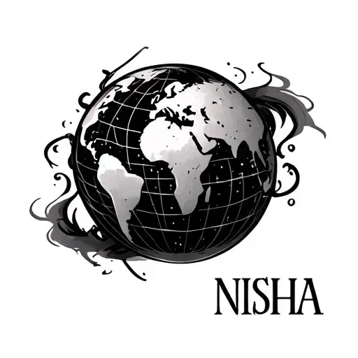 Cut Open Globe With The Name Nisha At The Core