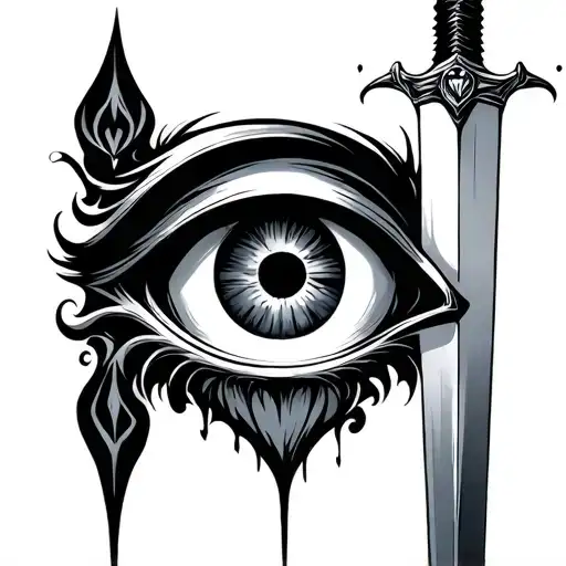 Sword Pointing Down With A Eye On The Top