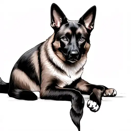 German Shepherd And Siamese Cat Outline