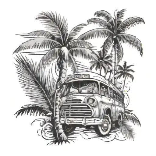 Cuba With Palm Tree And A V