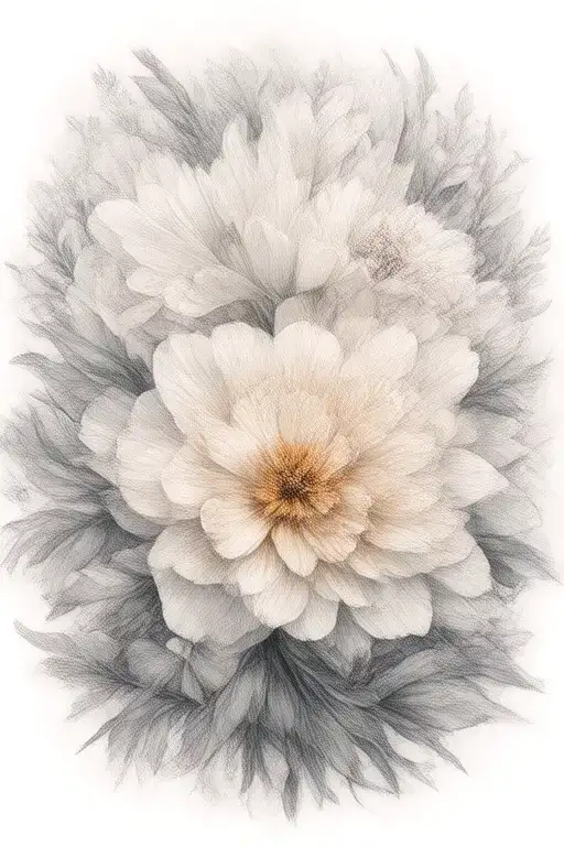 Daffodil And Peony Flowers Intertwined