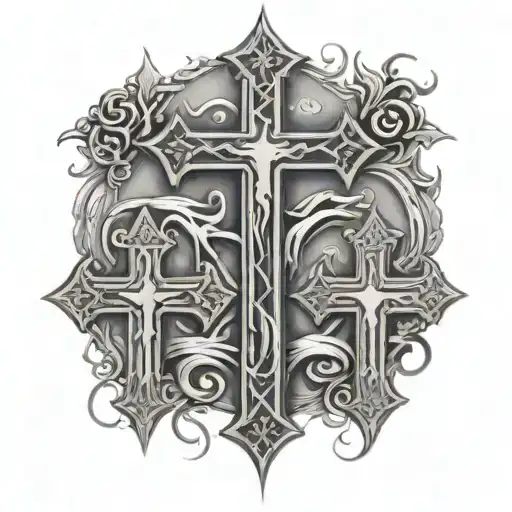 Three Crosses With De Jesus Under The Crosses Writing