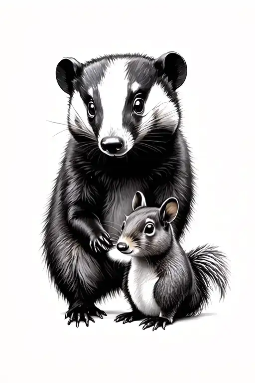 Woodland With A Badger And Squirrel