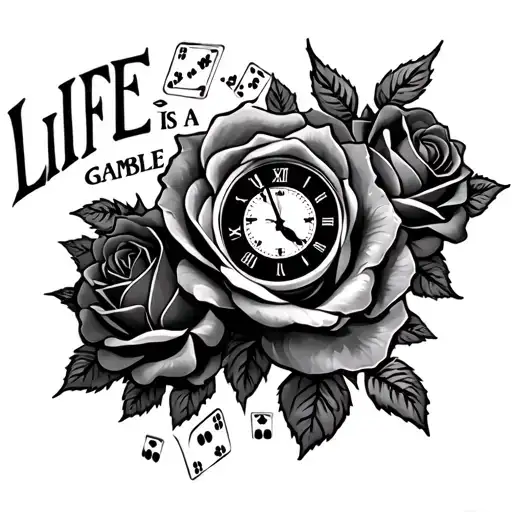 Life Is A Gamble Roses Clock Dice