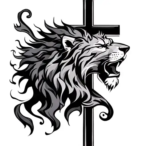 Cross Intertwined With Lion