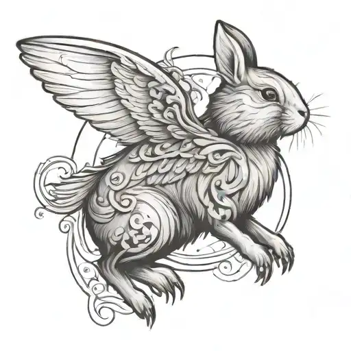 A Bunny With Angle Wings And Halo