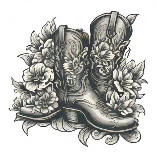 Cowgirl Boot With Flowers Growing