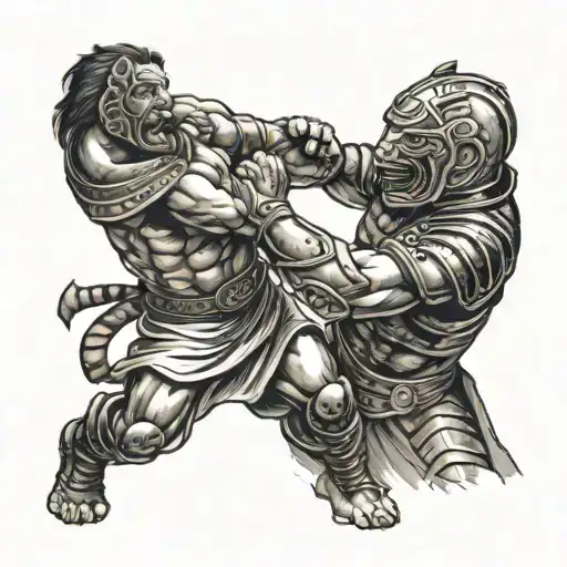 Gladiator Fighting A Tiger