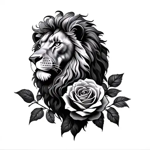 Lion And Rose Intertwined
