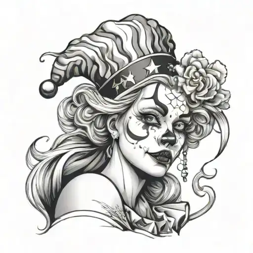 Women Portraits With Clown Face