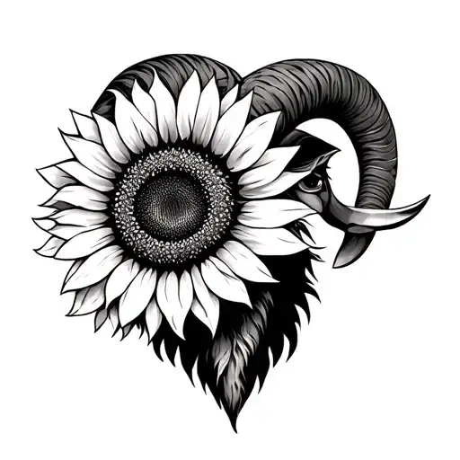Sunflower And Ram Head
