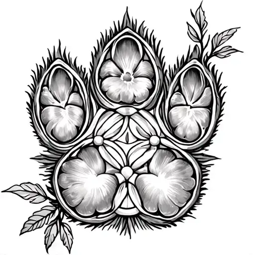 Dog Paw Imprint With Flower Of Life