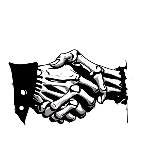 Hand Shake One Human Hand One Skeleton Hand