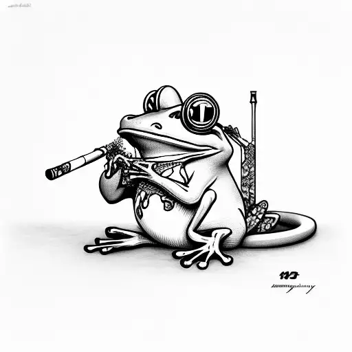 Frog With Cigarette And Beer
