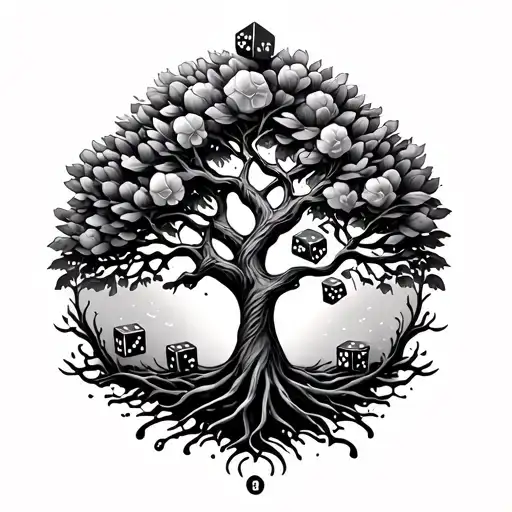 Tree Of Life With Dice Set Intertwined