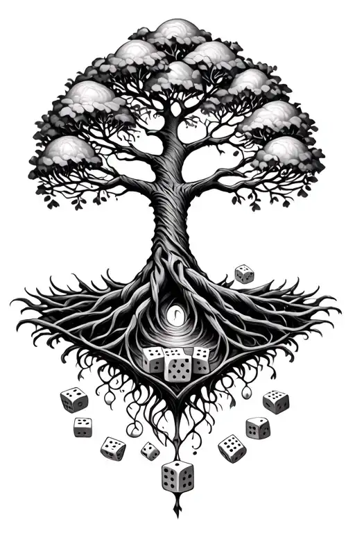 Tree Of Life With Dice Set Intertwined