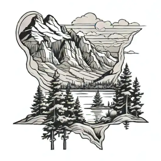 Rocky Mountains With Trees And River
