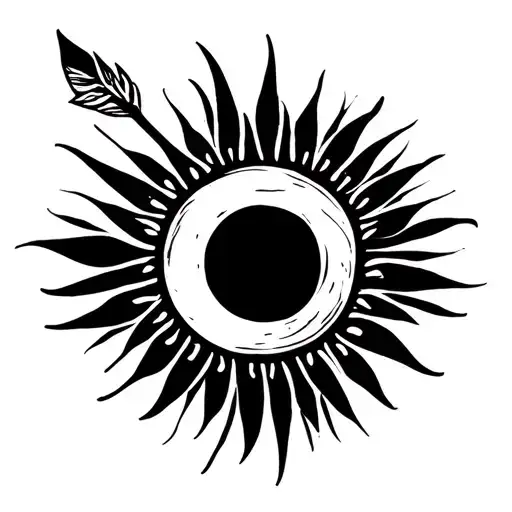 Dainty Arrow Tattoo With Lines And A Sun