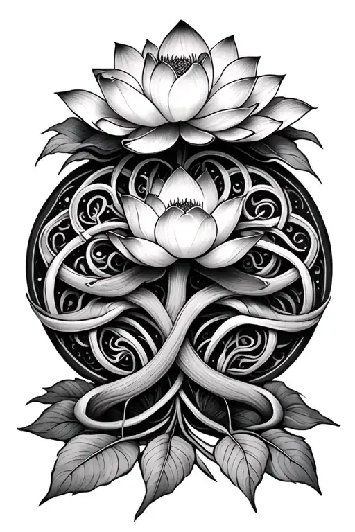 Lotus Flower Tree Of Life Intertwined