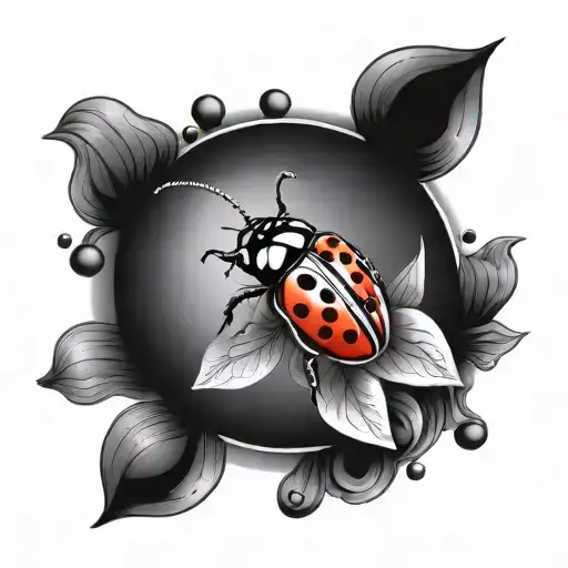 Lady Bug With Circle Photo Frame And Two Semi Colons As The Dots