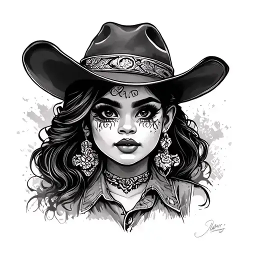 Chicano Girl Face Gangster