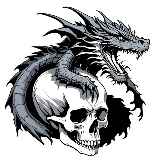 Dragon On Top Of A Skull