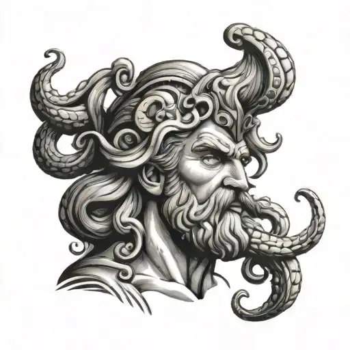 Greek God Poseidon With Tentacle Beard