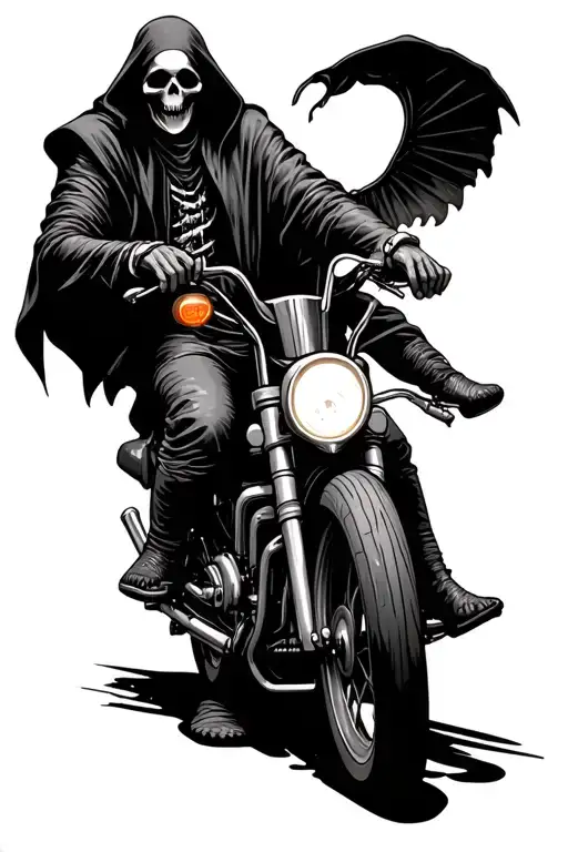 Grim Reaper Holding Hand Over A Mortorcyle Rider On Bike