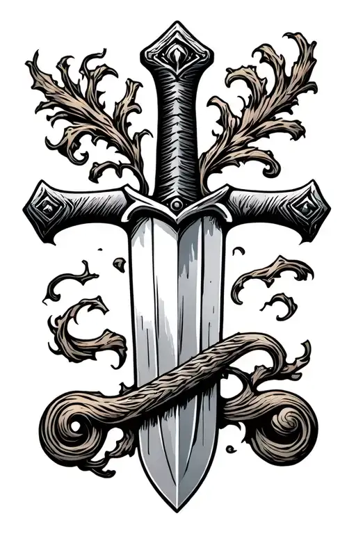Medieval Woodcut Broadsword