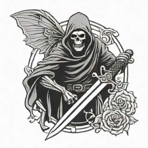 Grim Reaper Holding Butterfly Knife