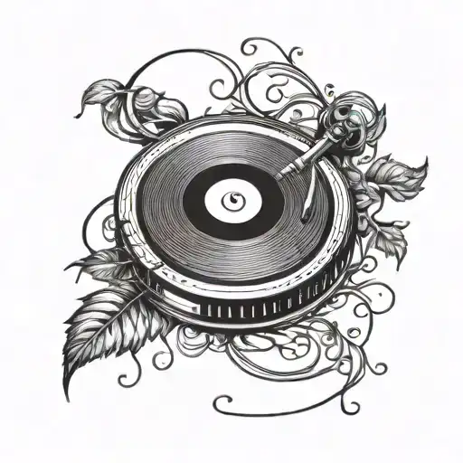 Vinyl Record Spinning With Vines Growing