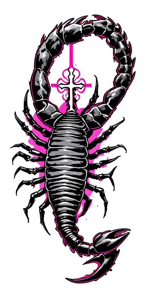 Scorpion Pink Christian Cross
