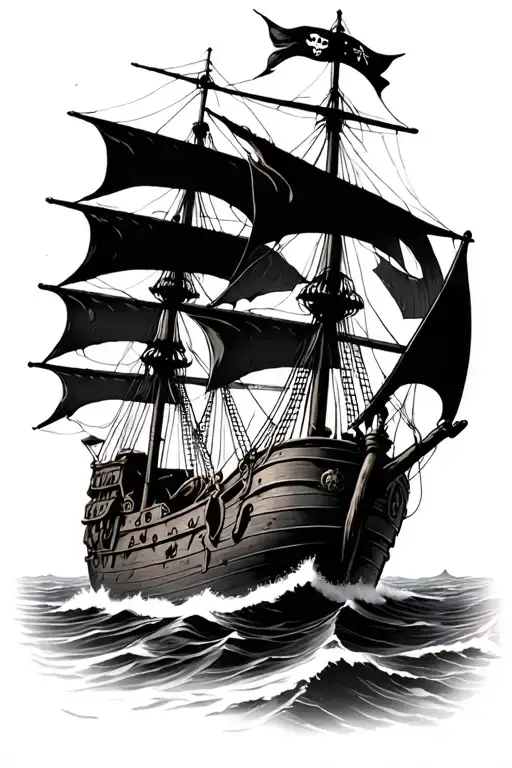 Pirate Ship Battling The British