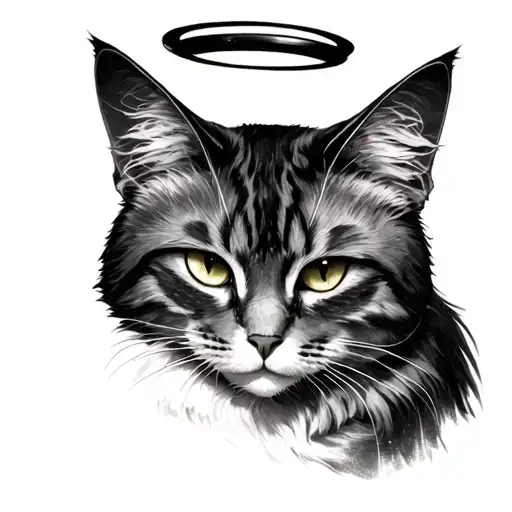 Cat Ears And Forehead With Halo Ring Above Head