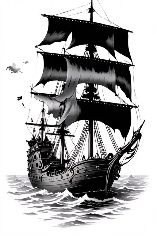 Pirate Ship In Battle Scene