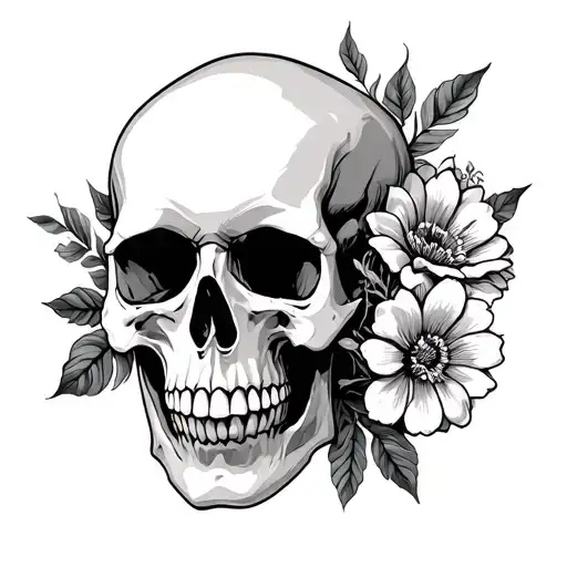 Skull An Flowers