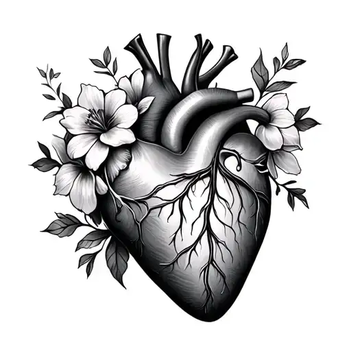 Realistic Heart With Flowers